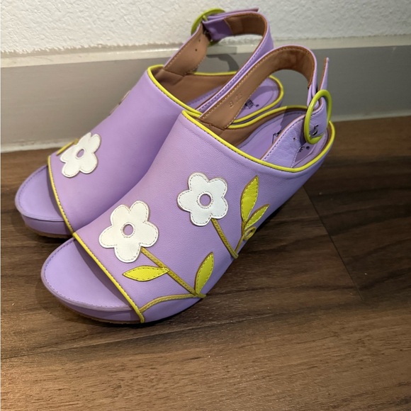 John Fluevog Purple Floral Wedges - Picture 2 of 4